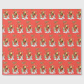 Retro WeihnachtsAngels Rentiere Geschenkpapier (Flach)