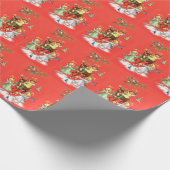 Retro WeihnachtsAngels Rentiere Geschenkpapier (Ecke)