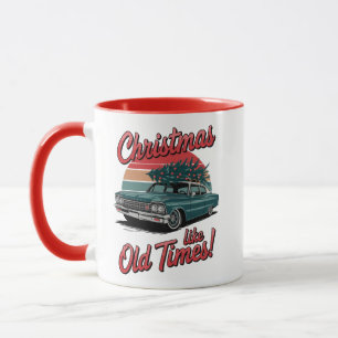 Retro-Weihnachtsauto – Urlaub wie in alten Zeiten Tasse