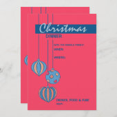 Retro Weihnachtsbäder Rote Abendessen Einladung (Vorne/Hinten)