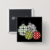 Retro Weihnachtsbälle T - Shirt und Geschenke Button (Vorne & Hinten)