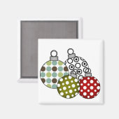 Retro Weihnachtsbälle T - Shirt und Geschenke Magnet (Vorderseite/Rückseite)