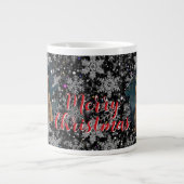 Retro Weihnachtsbär Mitternachtsschneewelt Jumbo-Tasse (Vorderseite)