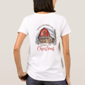 Retro Weihnachtsbauernhaus rote Scheune gemütliche T-Shirt (Rückseite)