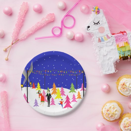 Retro Weihnachtsbaum-Bauernhof-Papier-Teller Pappteller (Party)