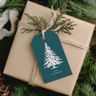 Retro Weihnachtsbaum, farbenfrohe Weihnachtsfeiert Geschenkanhänger