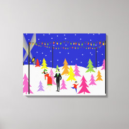 Retro Weihnachtsbaum Farm Gestrichen Canvas Print Leinwanddruck
