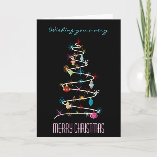 Retro-Weihnachtsbaum Feiertagskarte (Vorderseite)