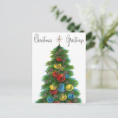 Retro-Weihnachtsbaum Feiertagspostkarte (Stehend Vorderseite)