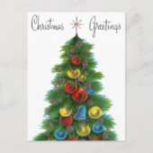 Retro-Weihnachtsbaum Feiertagspostkarte (Vorderseite)