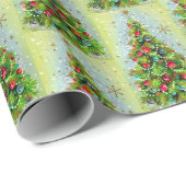 Retro Weihnachtsbaum grün & rot Geschenkpapier (Rolleneckpunkt)