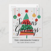 Retro Weihnachtsbaum individuell anpassbar Feiertagspostkarte (Vorne/Hinten)