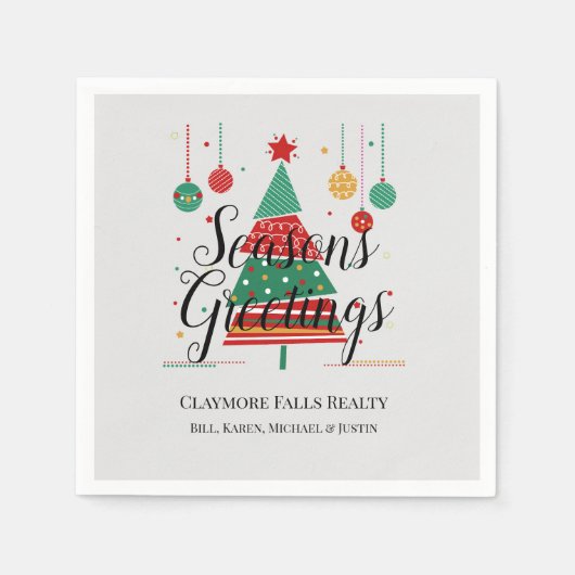 Retro Weihnachtsbaum individuell anpassbar Serviette (Vorderseite)