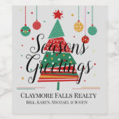 Retro Weihnachtsbaum individuell anpassbar Weinetikett (Einzelnes Label)