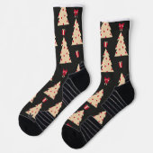 Retro Weihnachtsbaum Muster Nahtlose Wiederholung Socken (Links)