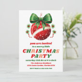 Retro-Weihnachtsbaum-Ornamente, editierbare Party Einladung (Stehend Vorderseite)