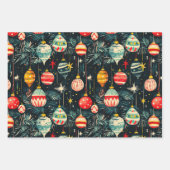 Retro-Weihnachtsbaum-Ornamente Geschenkpapier Set (Vorderseite 2)