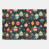 Retro-Weihnachtsbaum-Ornamente Geschenkpapier Set (Vorderseite)