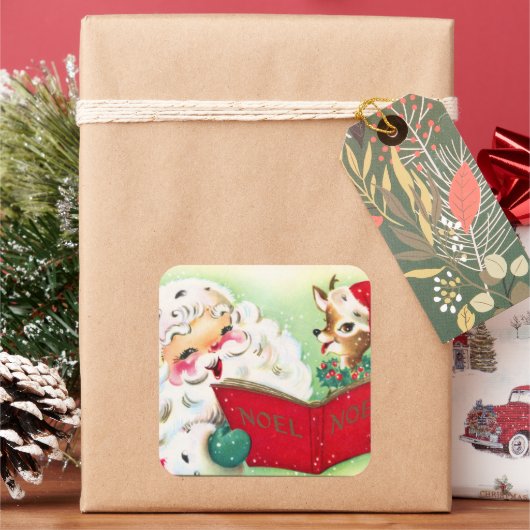 Retro Weihnachtsbaum Quadratischer Aufkleber (Feiertag)