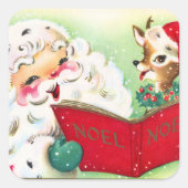 Retro Weihnachtsbaum Quadratischer Aufkleber (Vorderseite)