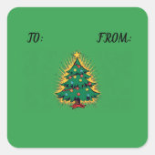 Retro-Weihnachtsbaum Quadratischer Aufkleber (Vorderseite)