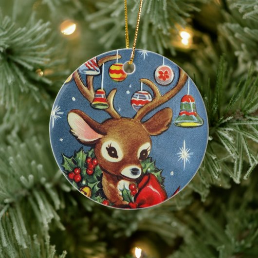 Retro-Weihnachtsbaum-Rentier hinzufügen Stimmung Keramik Ornament (Baum)
