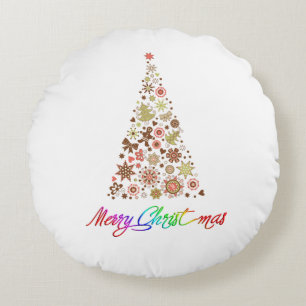 Retro Weihnachtsbaum-rundes Wurfs-Kissen Rundes Kissen