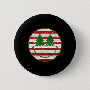 Retro Weihnachtsbaum Smile Face Xmas Damen Teens Button
