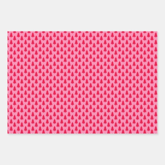 Retro Weihnachtsbaum und Schneeflocken Geschenkpapier Set (Vorderseite)