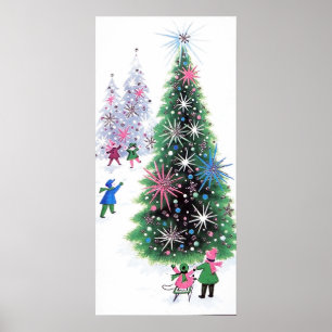 Retro-Weihnachtsbaum Weihnachtsbaum Holiday Poster