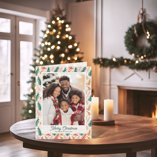 Retro Weihnachtsbaum Weihnachtsfeiertag Faltkarte Feiertagskarte