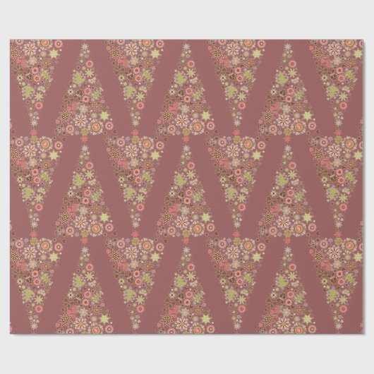 Retro Weihnachtsbaum Wrapping Paper Geschenkpapier (Flach)
