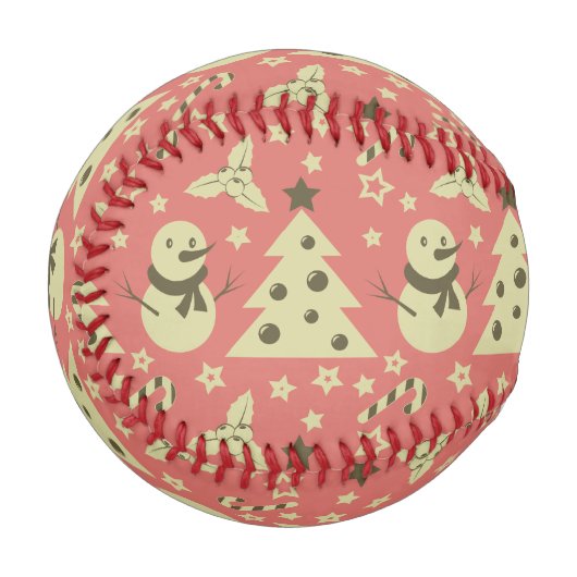 Retro Weihnachtsbäume Heilige Beerenstrasse Baseball (Vorderseite Links)