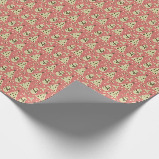 Retro Weihnachtsbäume Heilige Beerenstrasse Geschenkpapier (Ecke)