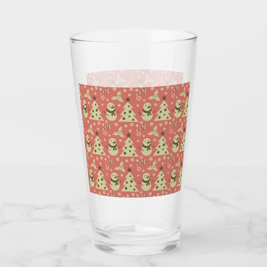 Retro Weihnachtsbäume Heilige Beerenstrasse Glas (Vorderseite)