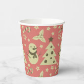 Retro Weihnachtsbäume Heilige Beerenstrasse Pappbecher (Links)