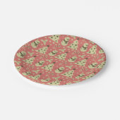 Retro Weihnachtsbäume Heilige Beerenstrasse Pappteller (Schrägansicht)