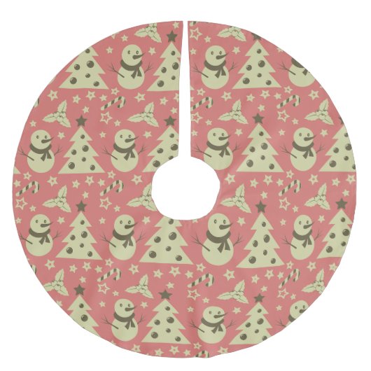 Retro Weihnachtsbäume Heilige Beerenstrasse Polyester Weihnachtsbaumdecke (Vorderseite)