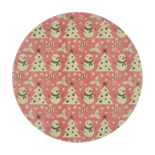 Retro Weihnachtsbäume Heilige Beerenstrasse Schneidebrett (Vorderseite)