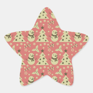Retro Weihnachtsbäume Heilige Beerenstrasse Stern-Aufkleber