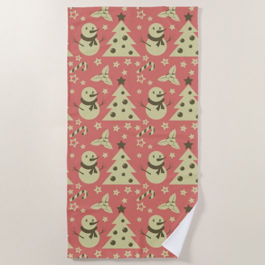 Retro Weihnachtsbäume Heilige Beerenstrasse Strandtuch (Vorderseite)