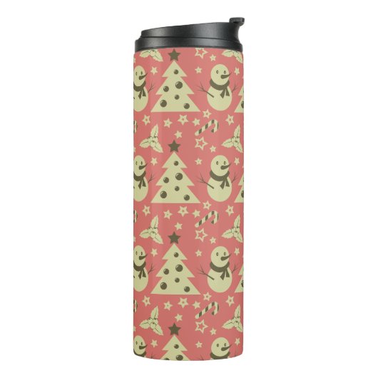 Retro Weihnachtsbäume Heilige Beerenstrasse Thermosbecher (Nach links gedreht)