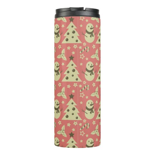 Retro Weihnachtsbäume Heilige Beerenstrasse Thermosbecher (Rückseite)