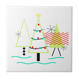 Retro-Weihnachtsbäume im Stil der Mitte des 20. Ja Fliese