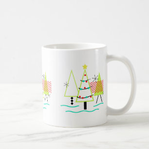 Retro-Weihnachtsbäume im Stil der Mitte des 20. Ja Kaffeetasse