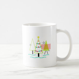 Retro-Weihnachtsbäume im Stil der Mitte des 20. Ja Kaffeetasse