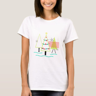 Retro-Weihnachtsbäume im Stil der Mitte des 20. Ja T-Shirt