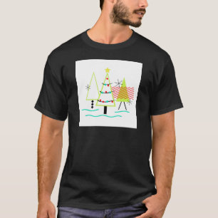 Retro-Weihnachtsbäume im Stil der Mitte des 20. Ja T-Shirt