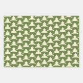 Retro Weihnachtsbäume in Olive Green Cream Geschenkpapier Set (Vorderseite 2)