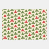 Retro Weihnachtsbäume in Olive Green Cream Geschenkpapier Set (Vorderseite)